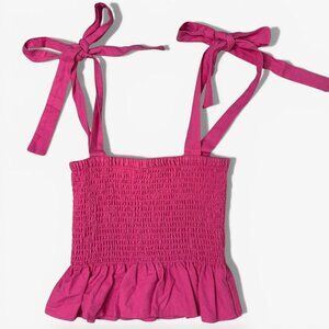 Pink Smocked Tie Strap Top